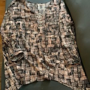 NY Collection long sleeve tunic with ring accents